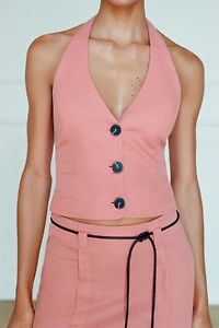 LINEN HALTER TOP