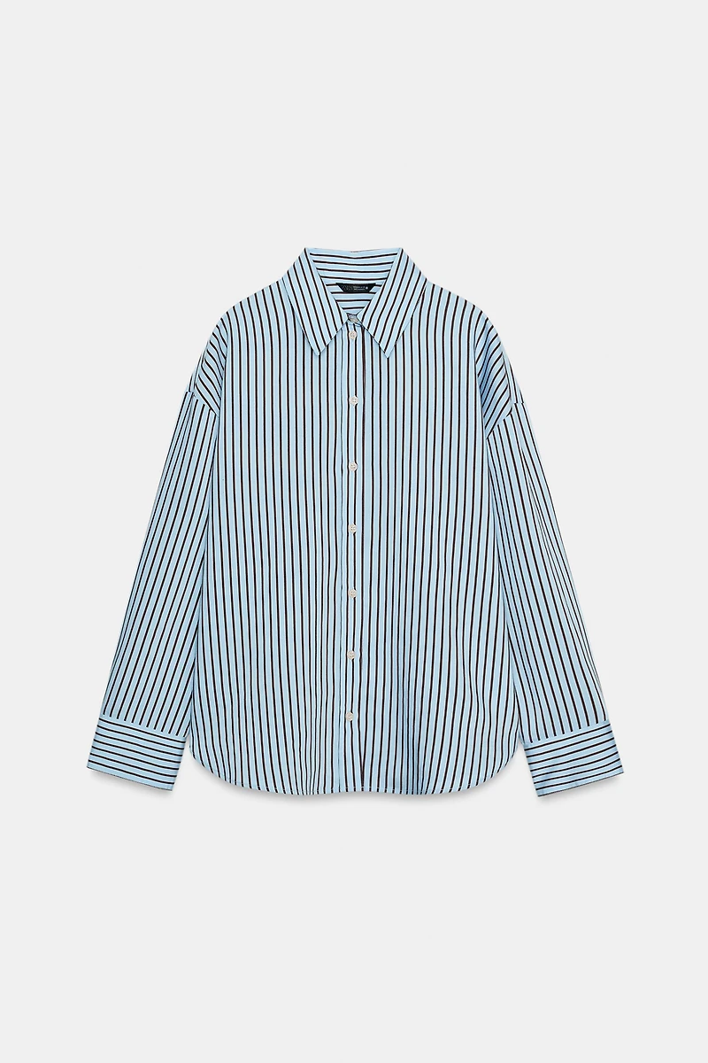 OVERSIZED STRIPED POPLIN SHIRT