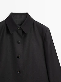 Contrast collar short coat