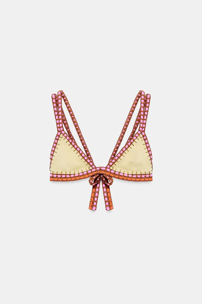 TOP BIKINI À BRETELLES EN CROCHET