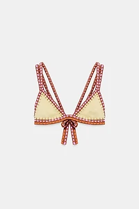 TOP BIKINI À BRETELLES EN CROCHET