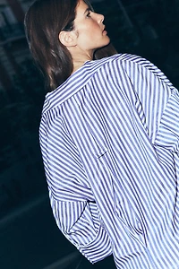 STRIPED POPLIN SHIRT WITH WIDE SLEEVES