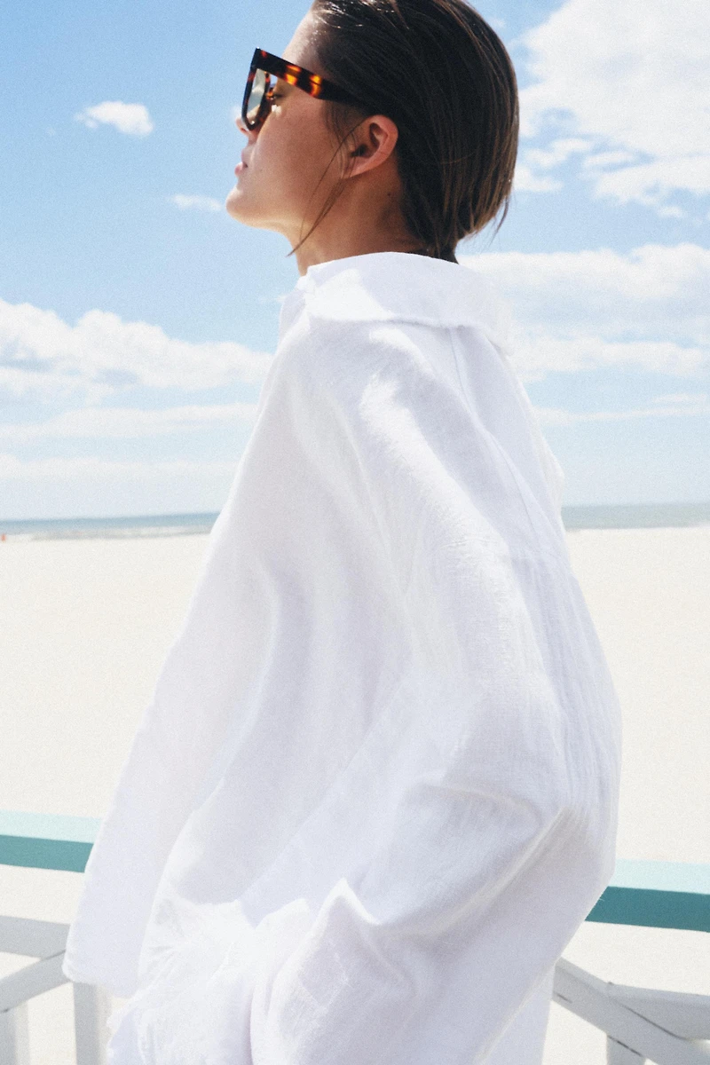 ZW COLLECTION FRINGED LINEN SHIRT