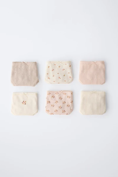 1 1/2-6 YEARS / SIX-PACK OF FLORAL PRINT UNDERWEAR