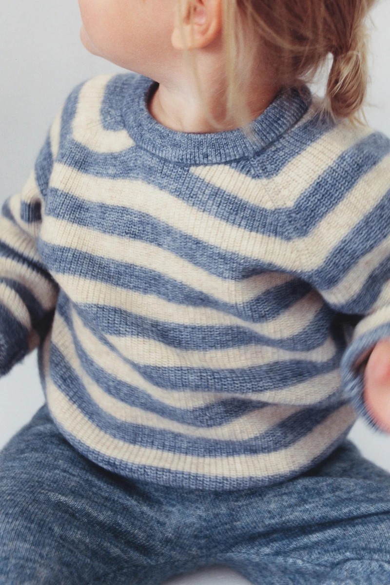 STRIPED WOOL AND CASHMERE SWEATER