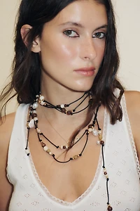MULTI-WAY CORD BEADED CHARM NECKLACE