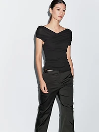 Satin flared fit trousers