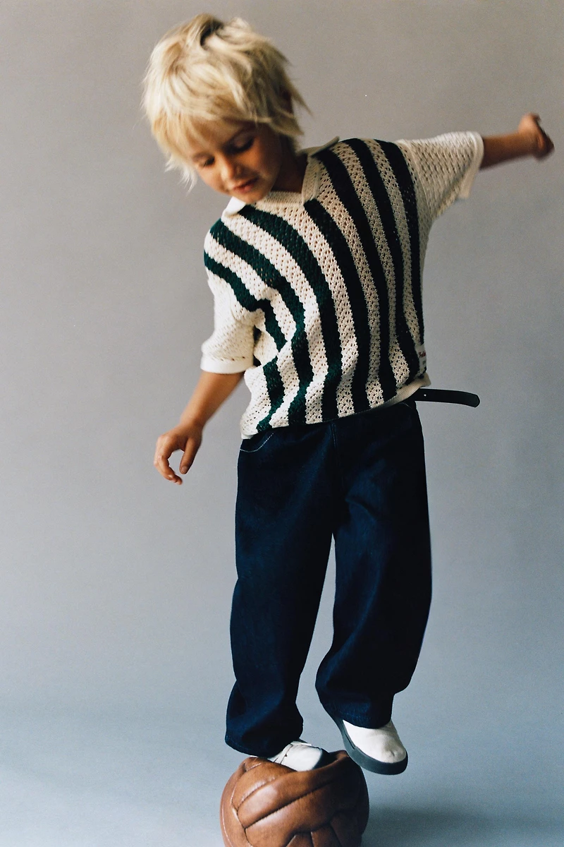 STRIPED KNIT POLO SHIRT