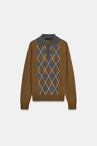 PULL POLO EN MAILLE LOSANGES