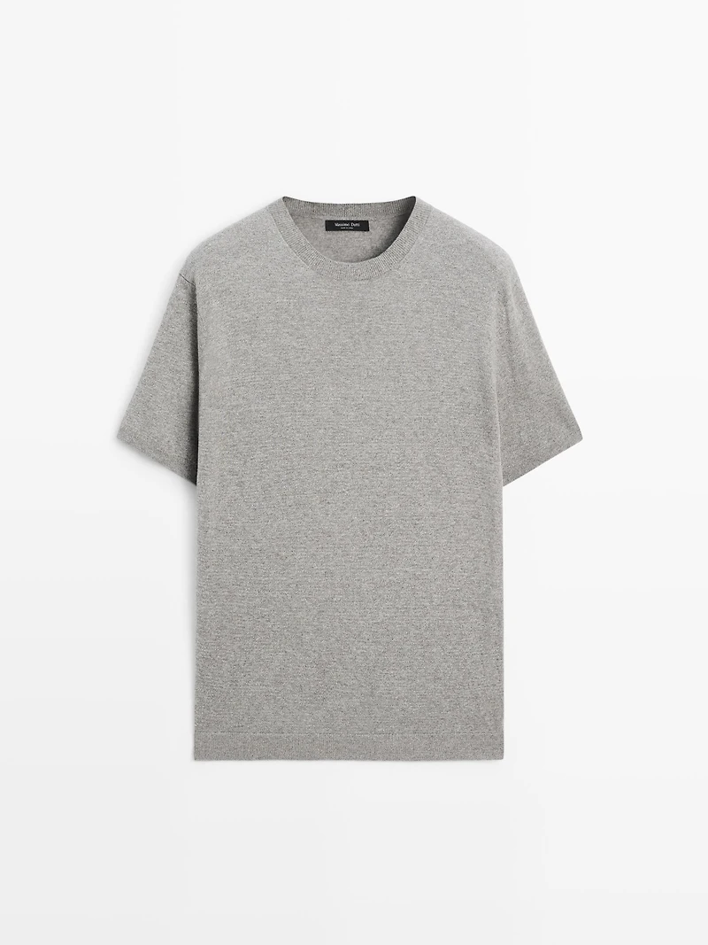 T-shirt en maille chinée à manches courtes