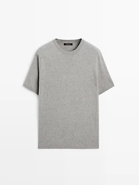 T-shirt en maille chinée à manches courtes