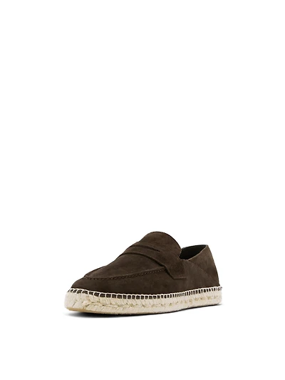 Split leather espadrilles with penny strap