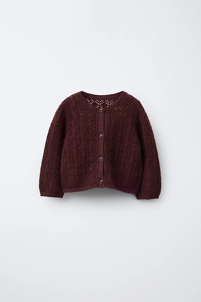 CASHMERE OPENWORK KNIT CARDIGAN