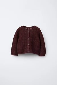 CASHMERE OPENWORK KNIT CARDIGAN