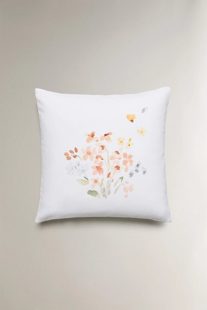 FLORAL PRINT THROW PILLOW COVER