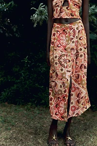 PRINTED RUSTIC MIDI SKIRT