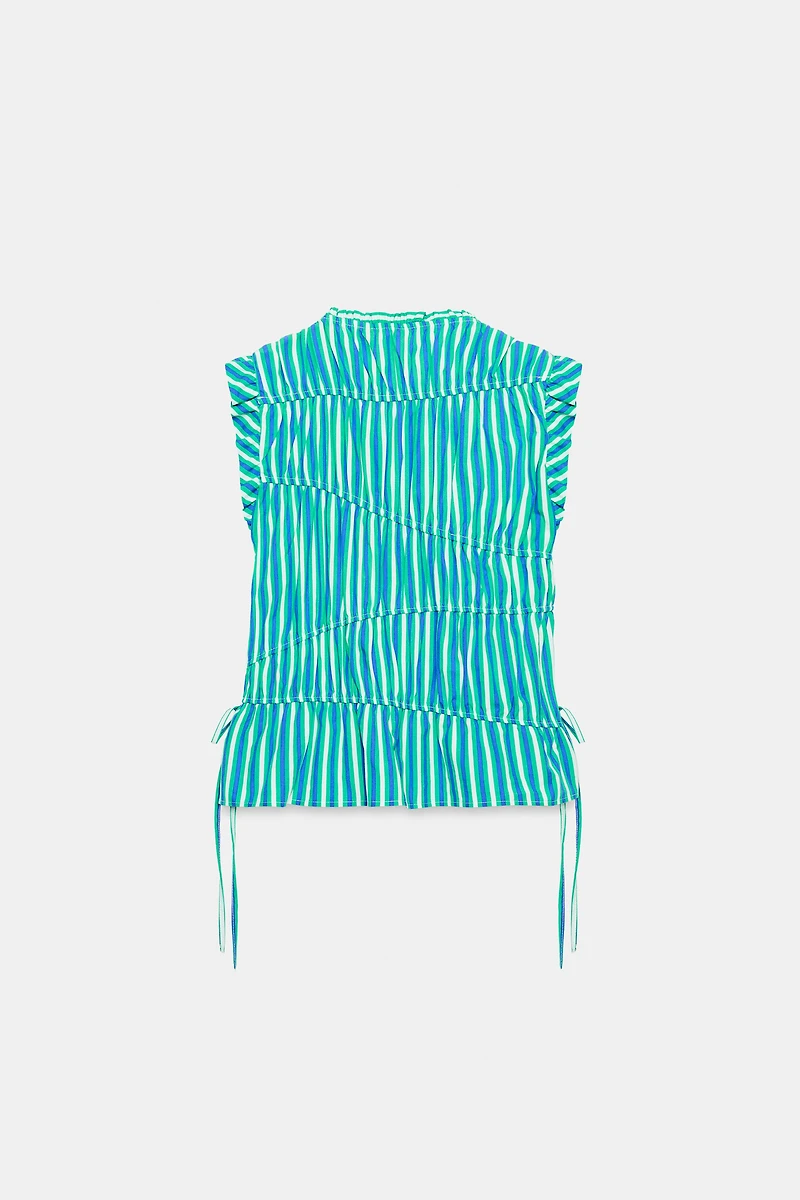 STRIPED RUFFLE TOP