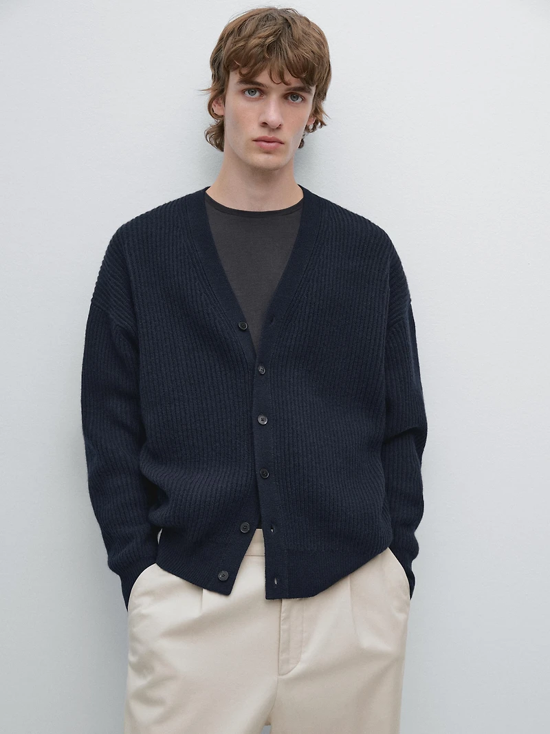 Cardigan à col en V laine mélangée