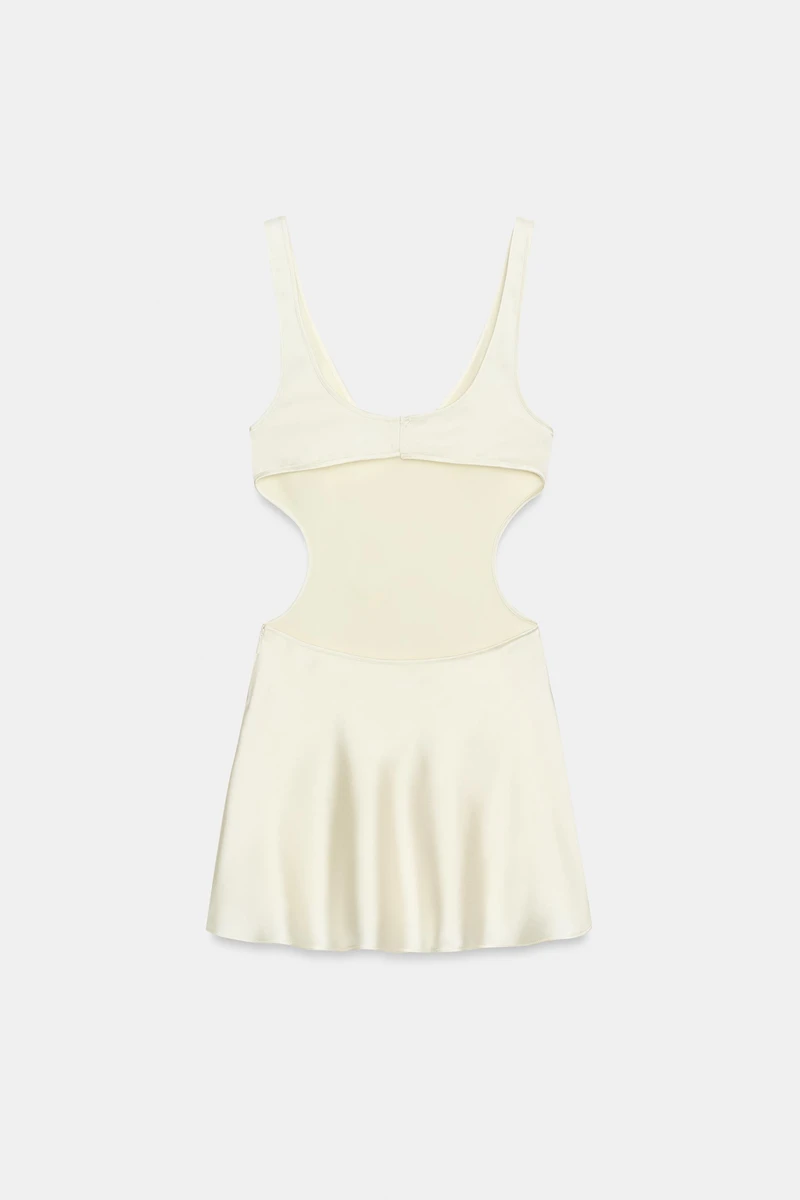 SATIN EFFECT CUT OUT SHORT DRESS