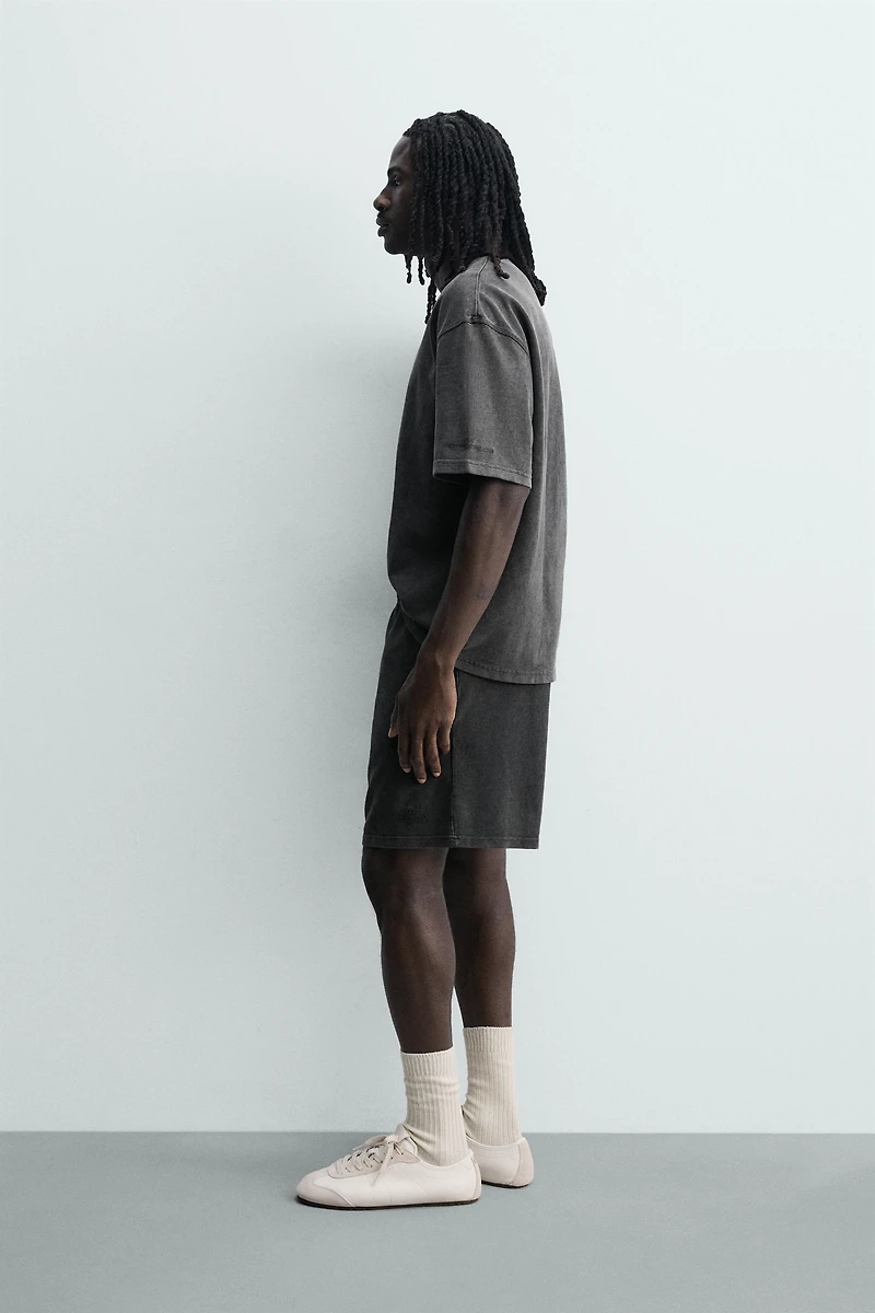 WASHED WAFFLE TEXTURE SWEATSHORTS
