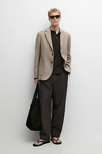 Linen herringbone stripe blazer