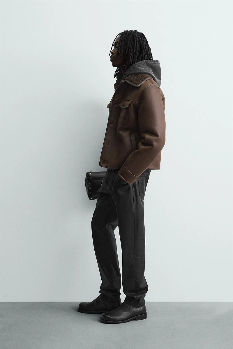 BLOUSON EFFET DAIM DOUBLE FACE