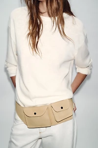 100% LEATHER WAIST BELT WITH POCKETS