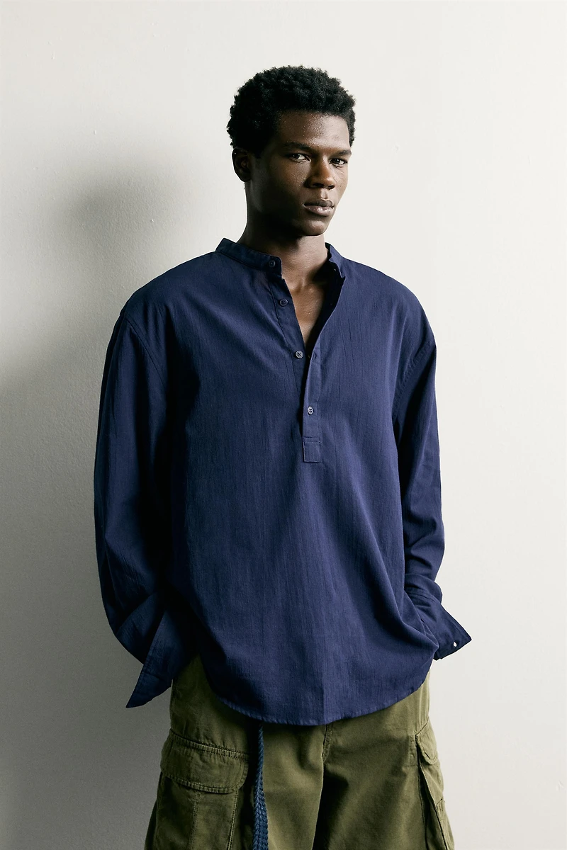 WRINKLED EFFECT POLO SHIRT