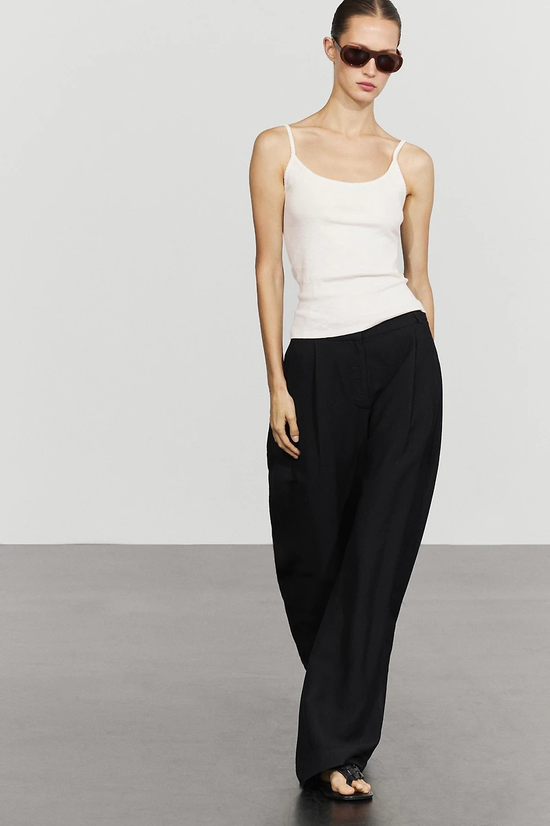Cotton blend strappy top