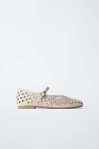 EMBELLISHED CUT-OUT BALLET FLATS