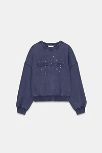 WASHED SWEATSHIRT WITH STUDS