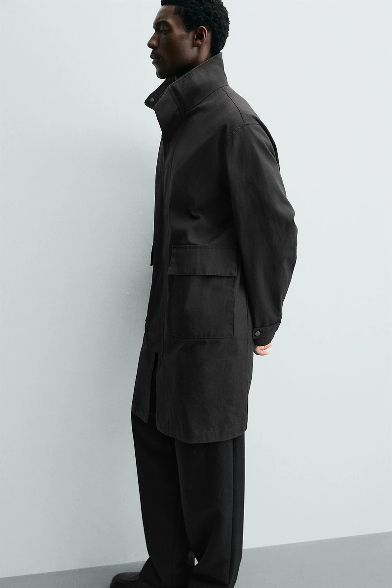 WAXED FINISH TRENCH COAT