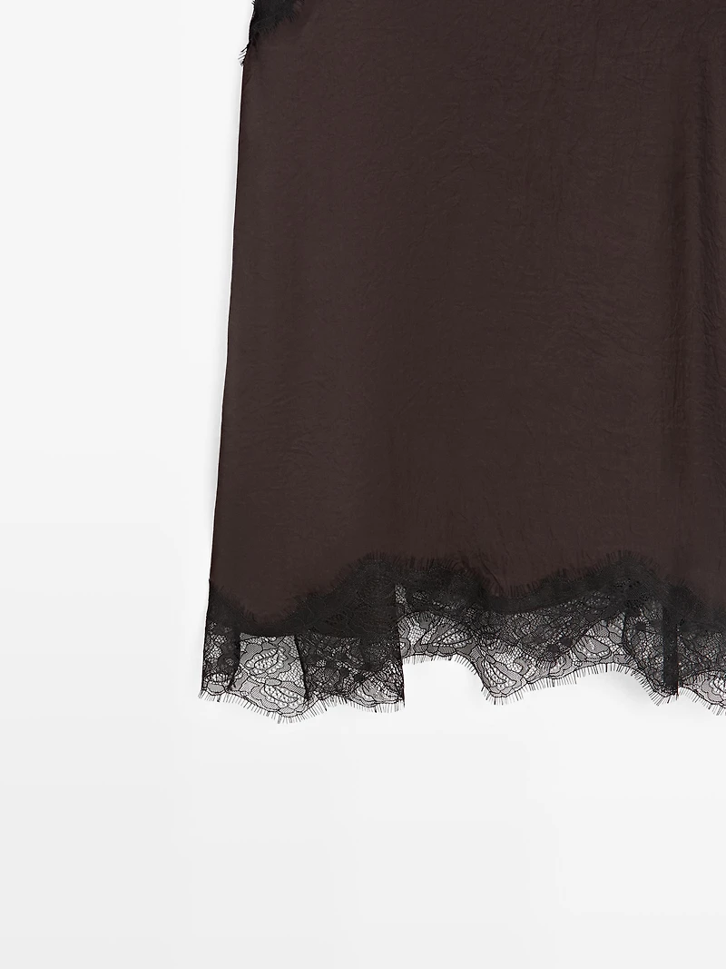Camisole top with contrast lace detail