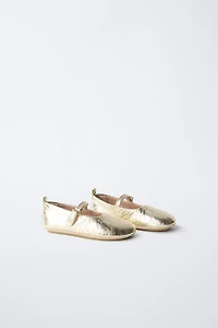 METALLIC LEATHER BALLET FLATS