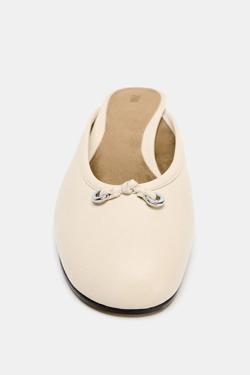 LEATHER WEDGE SLINGBACK BALLET FLATS