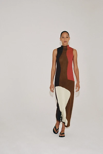 COLOR BLOCK KNIT DRESS