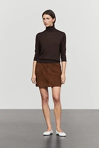 Suede leather mini skirt