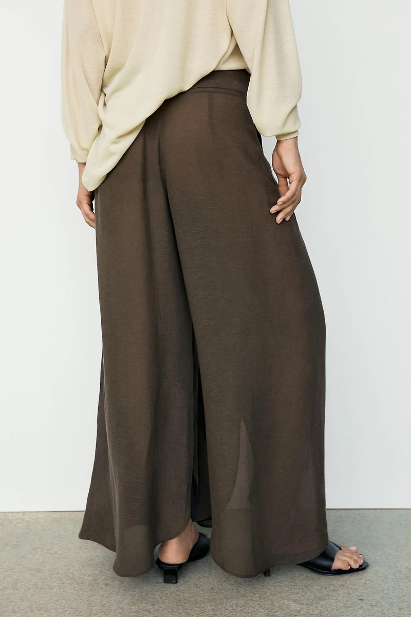 Semi-sheer linen blend skort