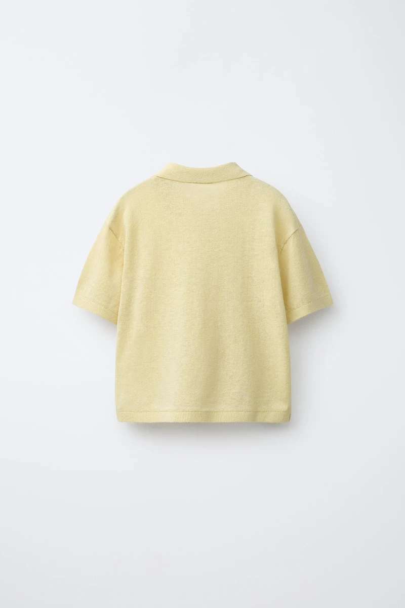 POLO EN MAILLE DE COTON ET LIN