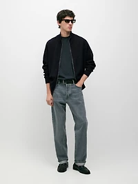 Cotton zip-up knit cardigan