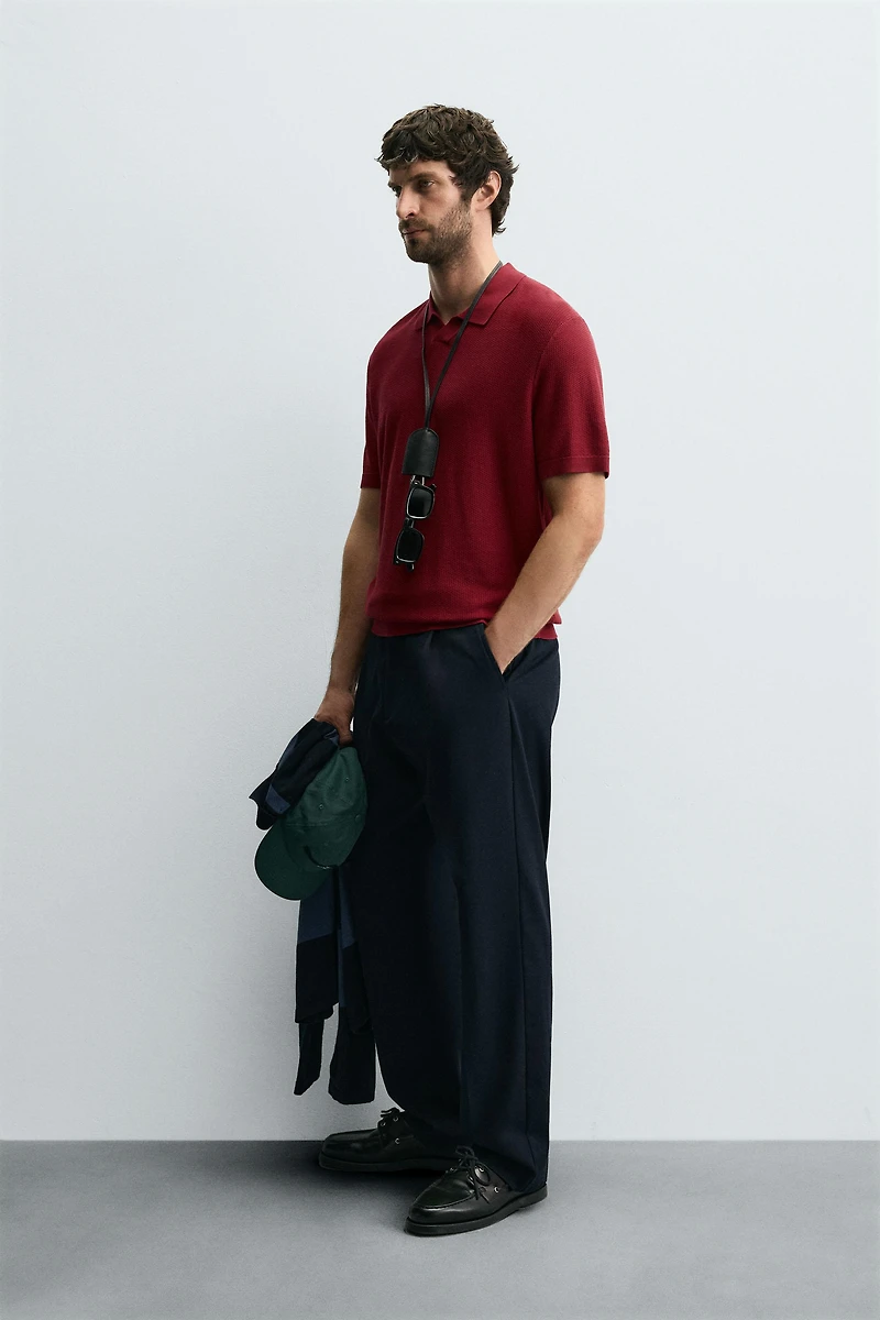 TEXTURED KNIT POLO SHIRT