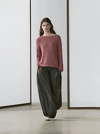 Boat neck knit sweater