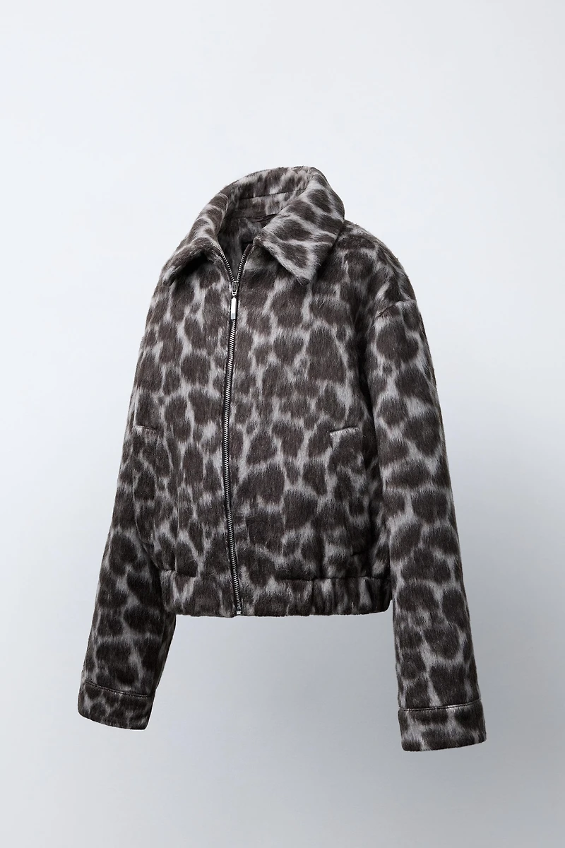 ANIMAL PRINT BOMBER JACKET