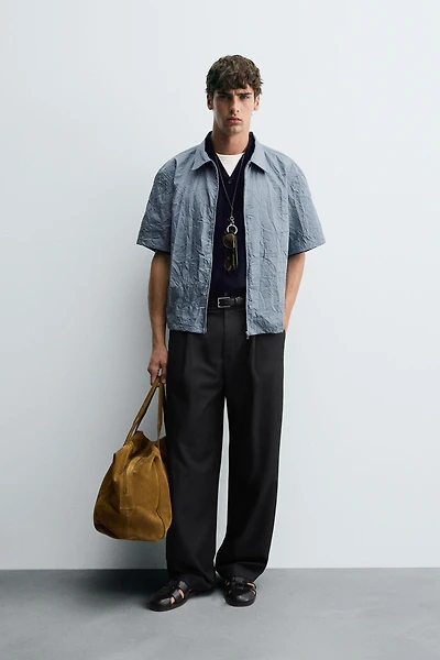 CHEMISE EFFET FROISSÉ FERMETURE ÉCLAIR