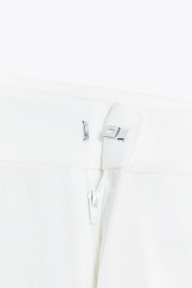 WIDE LEG LINEN BUCKLE PANTS