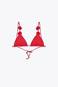 TEXTURED FLOWER TRIANGLE BIKINI TOP