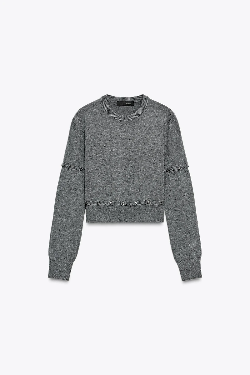 BUTTON KNIT DETACHABLE SWEATER