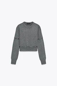 BUTTON KNIT DETACHABLE SWEATER