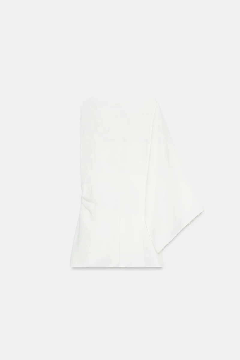 ASYMMETRIC PEARL TUNIC BLOUSE