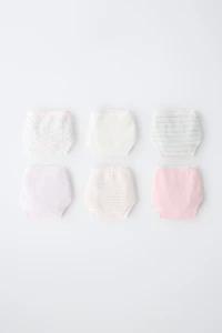 6-14 ANS / LOT DE SIX CULOTTES À RAYURES ET FLEURS
